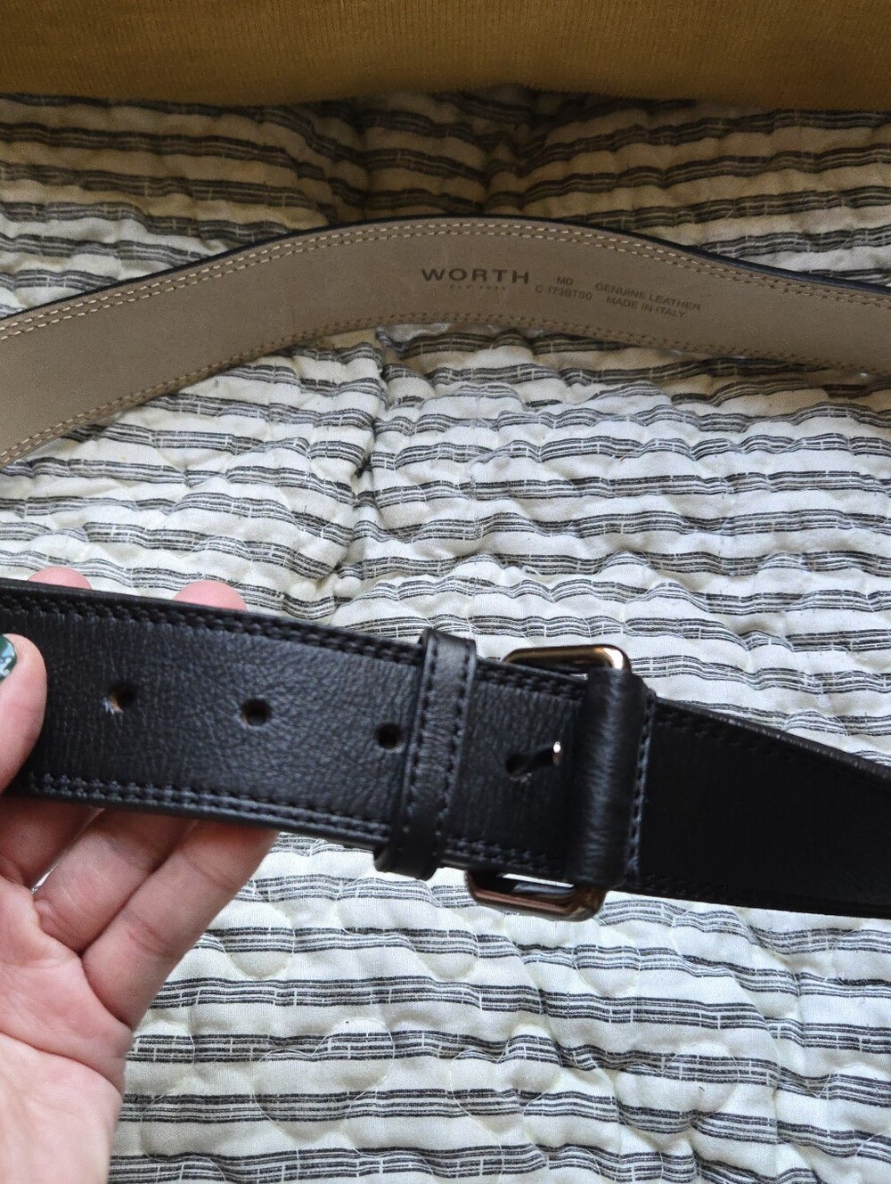 WORTH New York C 173BT00 Black Italy Made Leather Belt, SIZE M